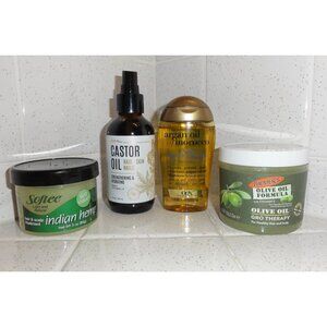 Black Women Hair Care Lot olive oil gro therapy indian hemp castor oil argan oil